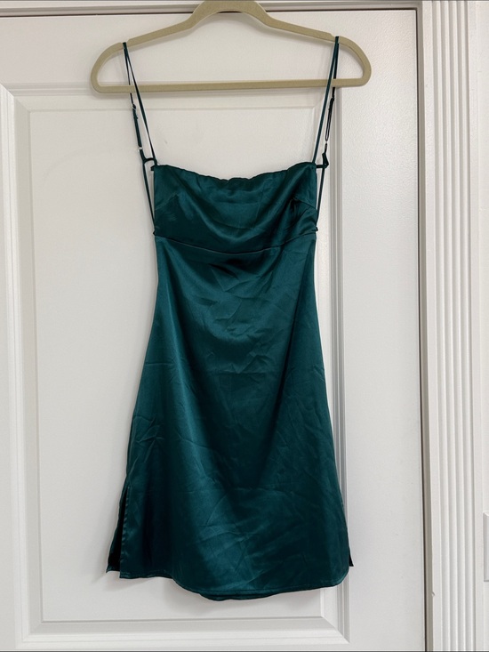 Lucy in the Sky Dresses & Skirts - Lucy in the Sky Teal Satin Backless Slip Dress